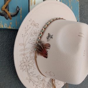 Boho customized fedora with burned detail